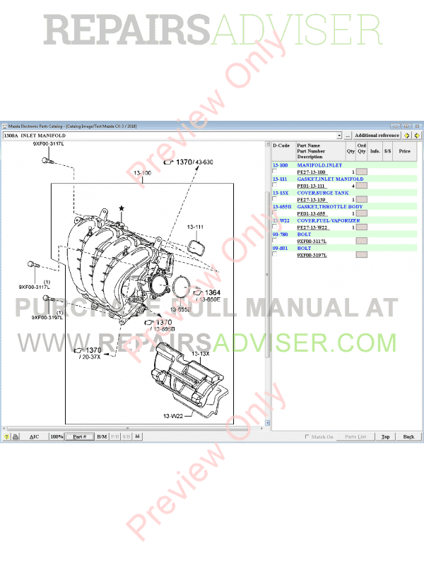 Mazda auto parts catalog